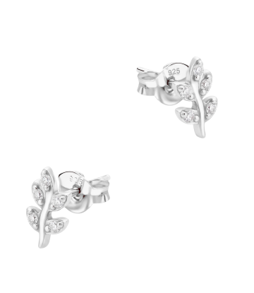 Crystal Leaf Silver Stud Earring STS-6568
